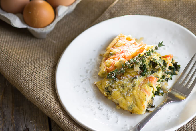 Kale, fennel, and parmesan frittata. Frittata is an egg-based Italian dish that you can make with anything you have on hand. It is low-cost, easy and super-fast to put together and not to mention healthy and nutritious meal. Perfect for anytime of the day.