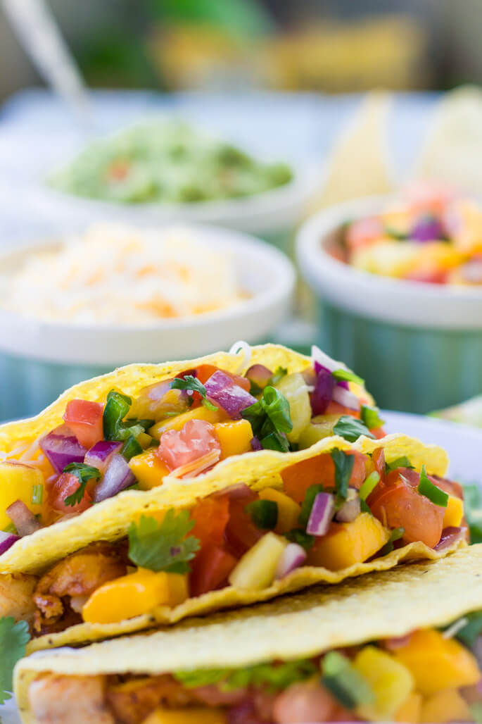 Mahi-mahi fish tacos with mango salsa