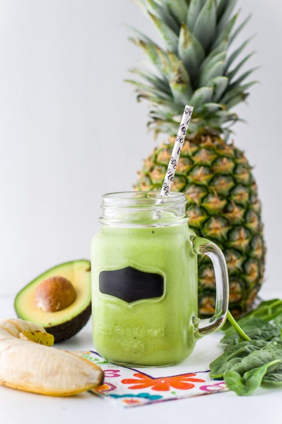 Healthy Green Smoothie recipe with a sweet pineapple and bananas. A great way to boost your immune system and overall health. Drink this multivitamin to energize your body and feel good the whole day.