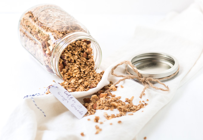 Homemade coffee granola with winter spices is the perfect way to start your day. This granola is like eating a slice of a gingerbread with the cup of freshly brewed coffee, but a lot healthier.