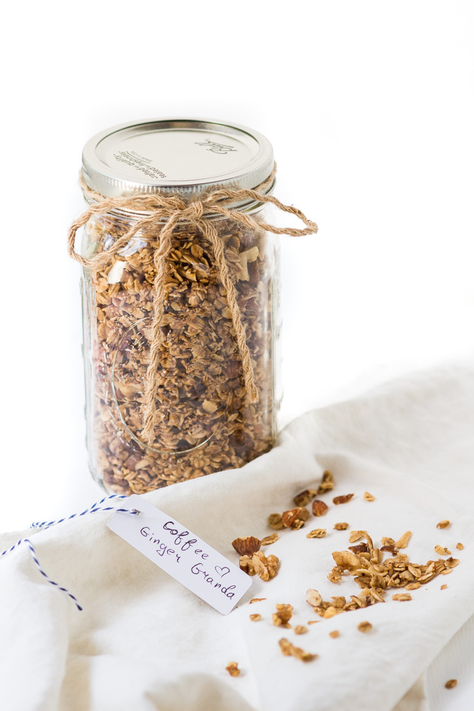 Homemade coffee granola with winter spices is the perfect way to start your day. This granola is like eating a slice of a gingerbread with the cup of freshly brewed coffee, but a lot healthier.