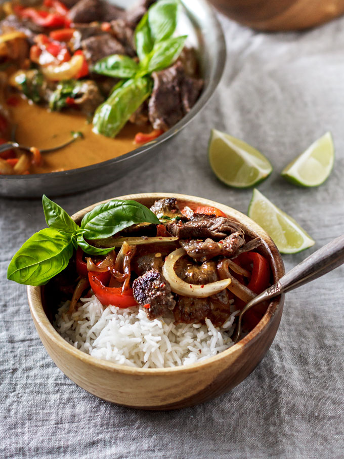 This 20 minute Light and Easy Thai red curry beef dinner is a perfect alternative to a take-out. With the simple ingredients in no time, you will have a fragrant exotic dinner on your table.