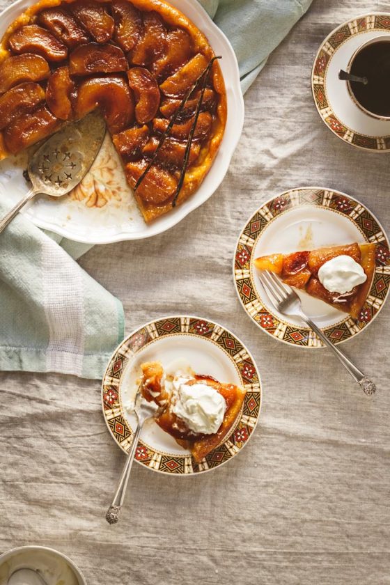 This Classic French Apple Tarte Tatin recipe is a pure pleasure to enjoy during apple season. Despite the scary name it is very easy to make, requires only one pan, simple ingredients and a tiny portion of your day. Enjoy this golden caramelized treat with the fragrant vanilla bean ice cream. #apple #tartetatin #appledessert