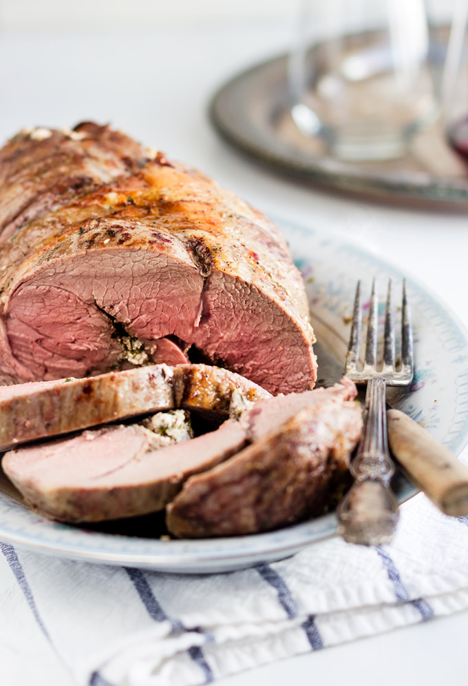 Stunning Fresh Herbs and Feta Cheese Stuffed Leg of Lamb