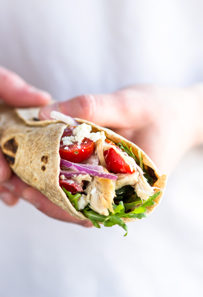 Healthy Rotisserie Chicken Wrap with Greek Yogurt Dressing