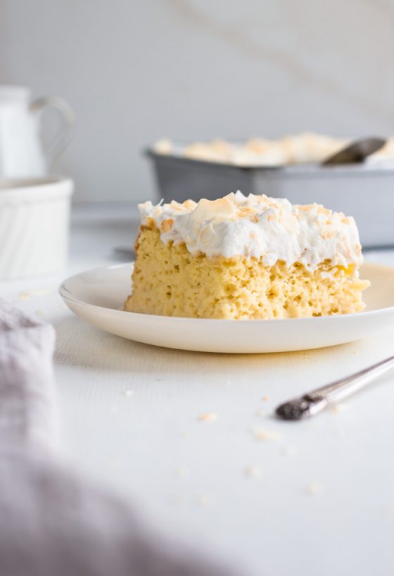 Luscious Tres Leches Cake With Coconut Flakes (Lighter Version)