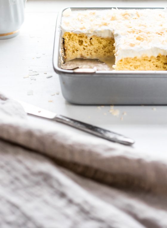 Luscious and Mouthwatering Tres Leches Cake recipe just in time for Cinco de Mayo. After reducing the sugar to make a lighter version, I’m confident to say this is the best tres leches cake recipe I’ve made. Enjoy this authentic Mexican dessert without any guilt ;) #tresleches #cake #cincodemayodessert